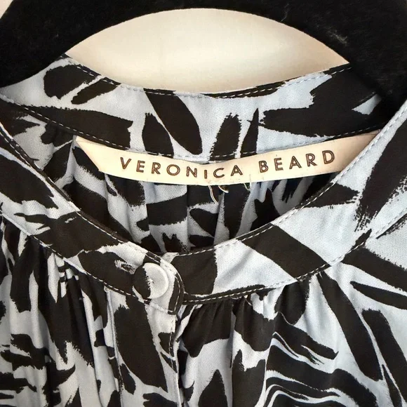 Veronica Beard Abstract Black and Blue Blouse - Picture 3 of 6